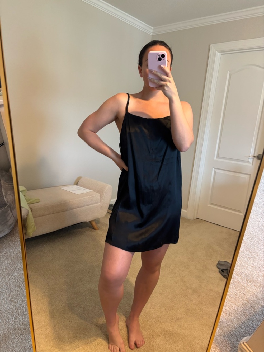 Topshop Black Satin Slip Chemise